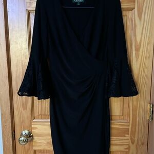 Ralph Lauren Black Dress with Lace Bell Sleeves